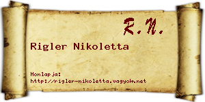 Rigler Nikoletta névjegykártya